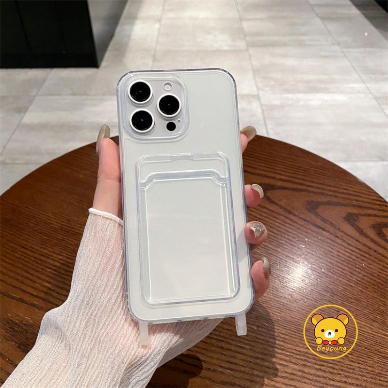 Vỏ Đựng Thẻ Cho Vivo iQOO Z10 Z9 Turbo Z10X Z9X Z8 Z8X Z7 Z7X Z6 Z6X Z5 Z5X Z3 Z1 Neo 10 9 8 7 6 5 SE Pro + 3 Vỏ Điện Thoại Đơn Giản Dễ Thương Mềm Trong Suốt Có Lỗ dây buộc