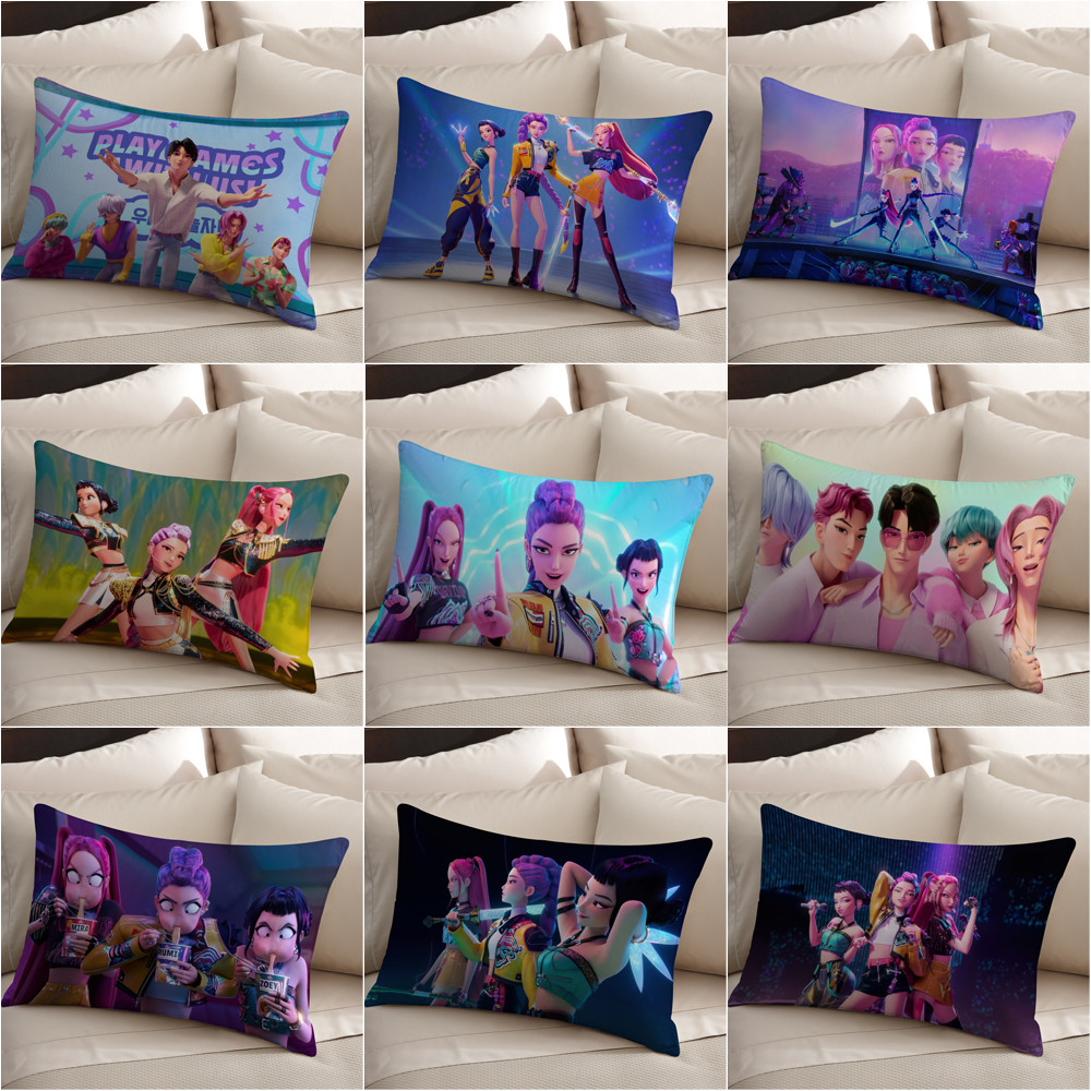 Vỏ gối hình chữ nhật KPop Demon Hunters Vỏ gối Polyester in một mặt (Không có lõi)