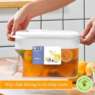 Bình đựng nước có vòi 3,5L có nắp đậy chất liệu PP bền đẹp - Bình đựng nước trà nước trái cây để trong tủ lạnh tiện lợi