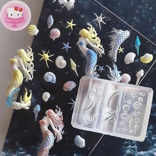 Moonlights Ocean Series 3D Khuôn Làm Móng Tay Silicon Nàng Tiên Cá Sao Biển Móng Tay Nghệ Thuật Khắc Mẫu Dụng Cụ Thiết Kế Làm Móng Tay DIY Trang Trí Nghệ Thuật EN