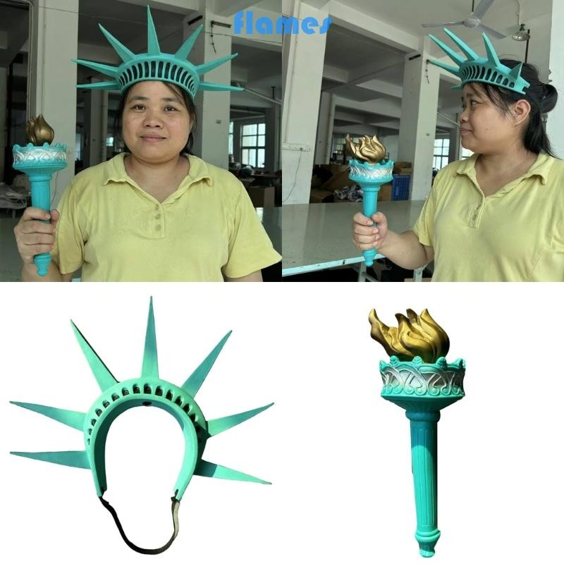 Tượng Nữ Thần Tự Do có vương miện và đèn pin dành cho cosplay Halloween