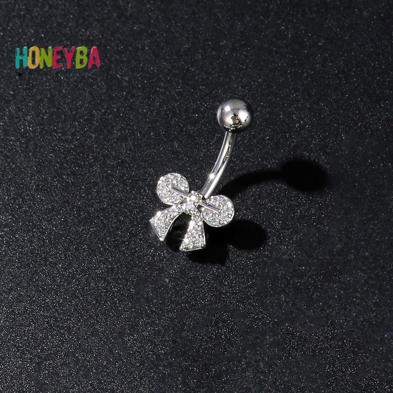 < Honeyba > Nhẫn rốn hoa bằng thép không gỉ Vòng xỏ lỗ rốn dành cho nữ Cô gái Nhẫn xỏ khuyên bụng gợi cảm Trang sức cơ thể