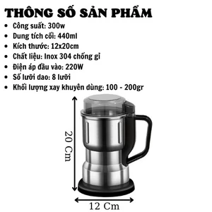 Máy xay bột khô Siêu Mịn Công Suất 300W, Máy xay hạt cà phê, xay bột ngũ cốc, xay gia vị - 8 Lưỡi dao dd