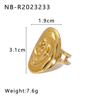 Nhẫn thép không gỉ hình trái tim vuông ốc vít, mạ vàng 18K