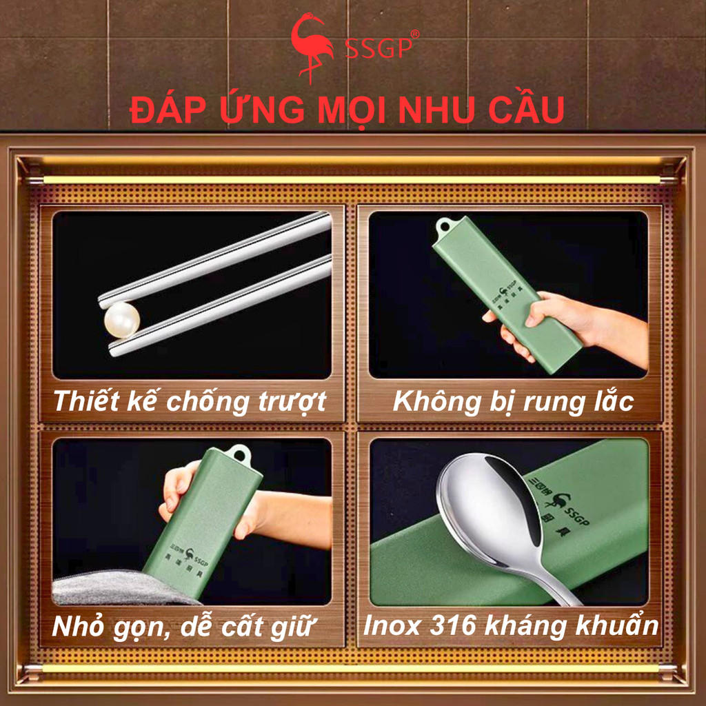 Bộ muỗng ăn văn phòng Frankfurt Inox 316 SSGP - bộ muỗng đũa inox, muỗng đũa cá nhân, muỗng du lịch