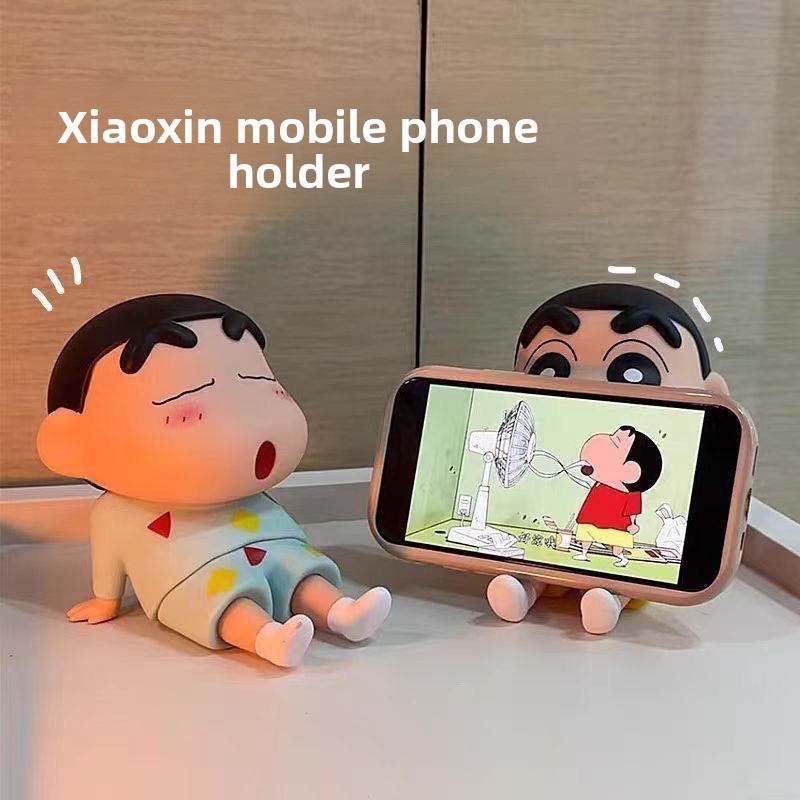 Crayon Shin-Chan Đế Điện Thoại Di Động Lười Tay Làm Trang Trí Máy Tính Để Bàn Anime Hợp Thời Trang Chơi Búp Bê Mô Hình Dễ Thương Đứng Đồ Chơi