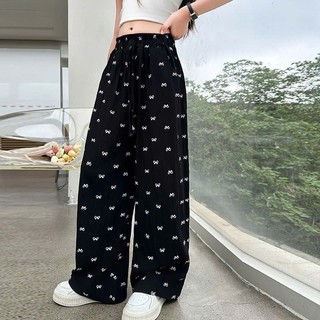 Quần Dài Cạp Chun Kiểu Nữ Đũi Mát Nơ Mặc Nhà