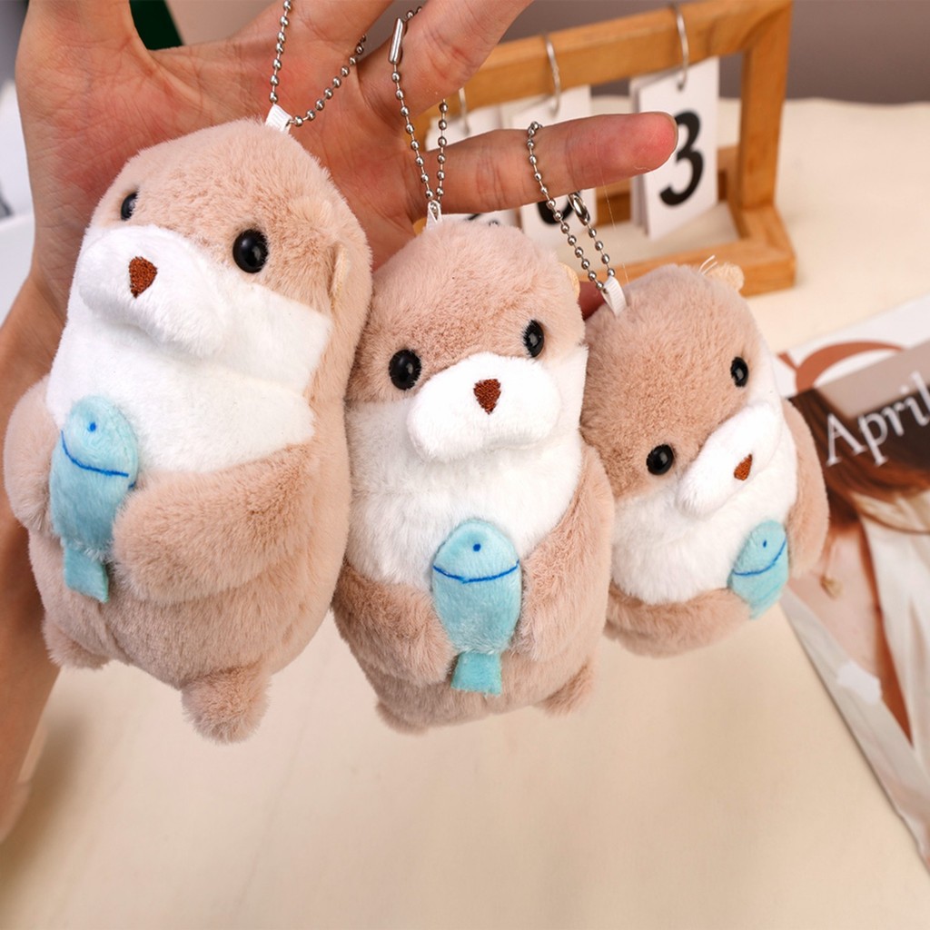 Đồ chơi sang trọng Otter bền mềm mại - Móc khóa mặt dây chuyền treo Kawaii - Quà sinh nhật trẻ em đáng yêu