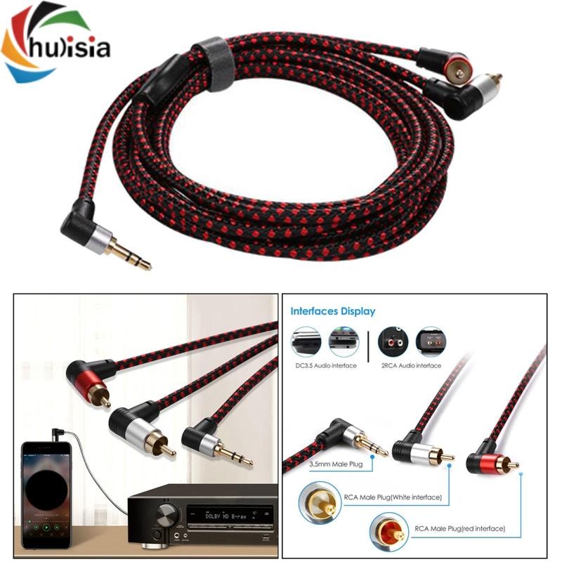 chulisia Cáp âm thanh nam 90 độ 3,5 mm đến 2 RCA Y Splitter Dây cáp chuyển đổi