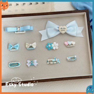 Thú Cưng BB Kẹp Màu Xanh Nơ Chó Kẹp Tóc Maltese Yorkshire Teddy Lược Kẹp Phụ Kiện Chó Dễ Thương