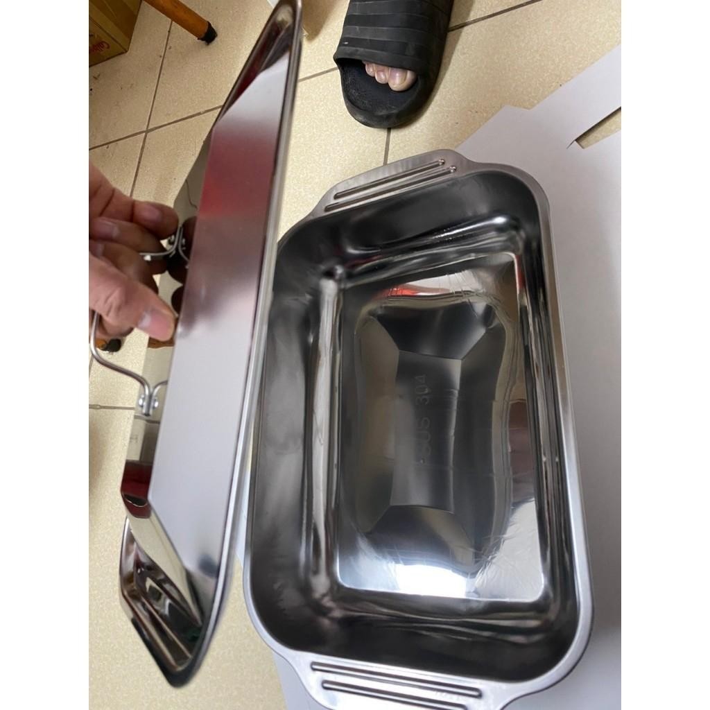 Nồi Inox 304 có Nặp Đậy cao cấp Dài 41 cm và cao 8cm Nồi inox đa năng om cá nấu lẩu dùng cho mọi loại bếp BB-225