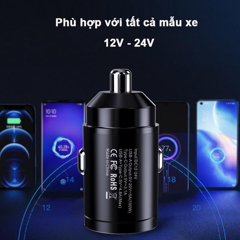 Tẩu sạc nhanh Đa năng 15W Phụ Kiện cho Điện thoại và máy tính bảng trên ô tô  BB-044