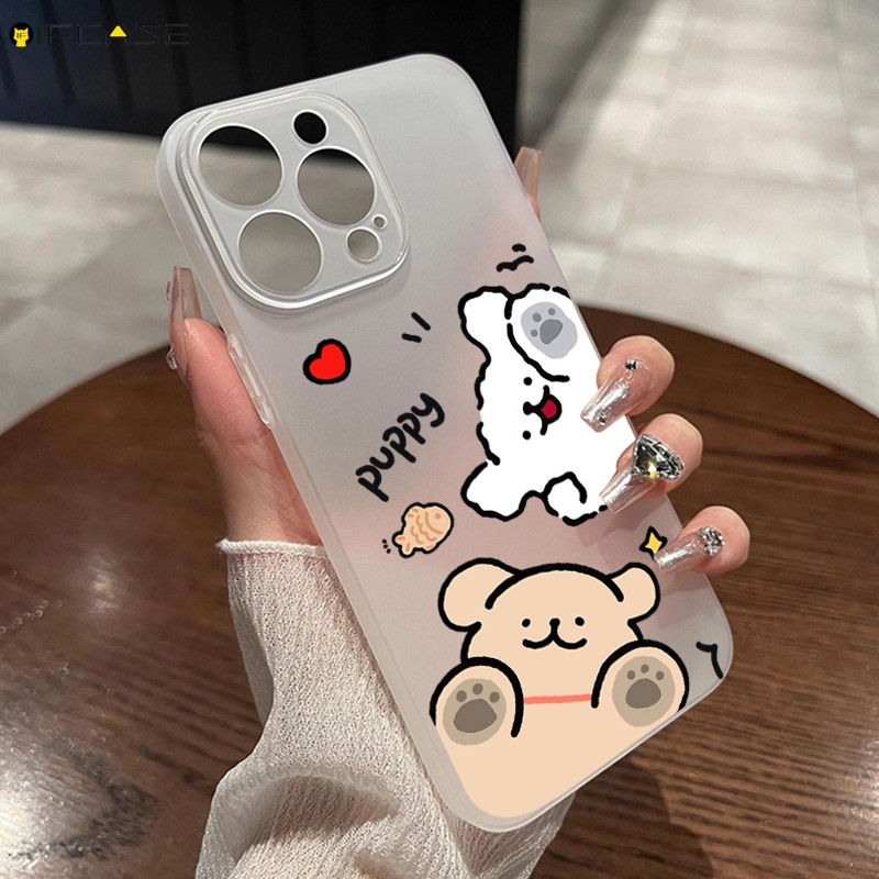 Dành Cho Xiaomi Poco X8 17 Pro Max Ultra Civi 5 Pro PocoX8ProMax Ốp Điện Thoại Màu Trắng Mờ Dây Chó Con Hoạt Hình Tình Yêu Mờ Trong Suốt Vỏ Mềm
