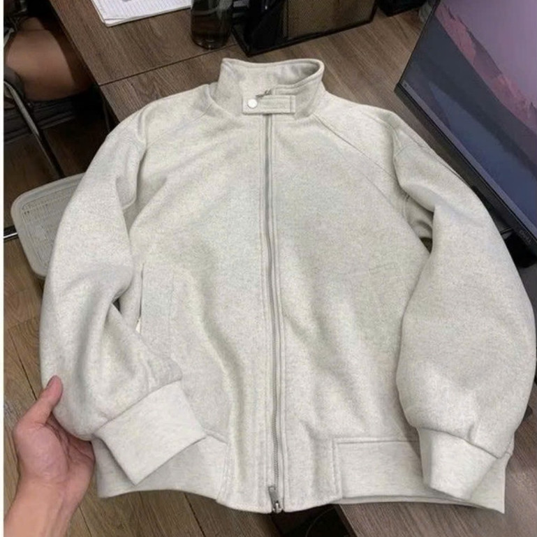 Áo Khoác Cổ Cao Khuy Bấm KCloset Áo Bomber Da Lộn Dày Dặn Nam Nữ NA524