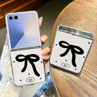 Ốp điện thoại Trong Suốt Họa Tiết Nơ Màu Hồng Cho Samsung Galaxy Z Flip 7 Flip 6 Flip 5 Flip 4 Flip 3 Trong Suốt Cứng PC Gấp Ốp điện thoại Cho Samsung Z Flip7 Z Flip6 Flip5 Flip4 Flip3