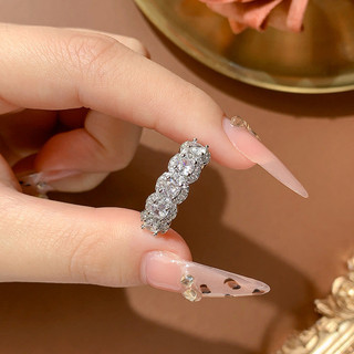 Châu Âu Mỹ ins Nhẫn Zircon Full Kim Cương Phong Cách Mới Nữ