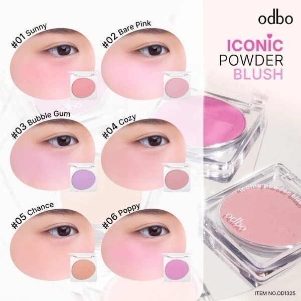 Phấn Má Hồng ODBO OD1325 Iconic Powder Blush 4.2g phấn mịn bám lì lâu trôi