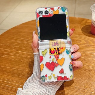 Nghệ Thuật Tình Yêu Họa Tiết Trong Suốt Dành Cho Samsung Galaxy Z Flip 6 Flip 5 Flip 4 Flip 3 Full Bản Lề Trong Suốt Cứng PC Gấp Ốp điện thoại Cho Samsung Z Flip6 Flip5 Flip4 Flip3
