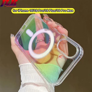 Ốp lưng từ tính trong suốt phản quang Laser cho iPhone 16 15 14 Pro Max Plus 13 12 11 XR XS 7 8 SE 2022 2020 Vỏ cứng chống sốc