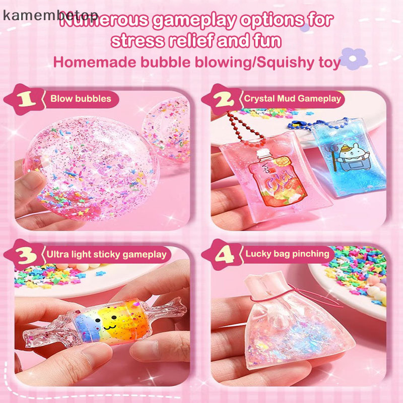 Beto Đồ chơi thủ công DIY, đồ chơi bóp thổi bong bóng, keo hai mặt không đánh dấu, băng Nano tái sử dụng, màu sắc, độ dính cao