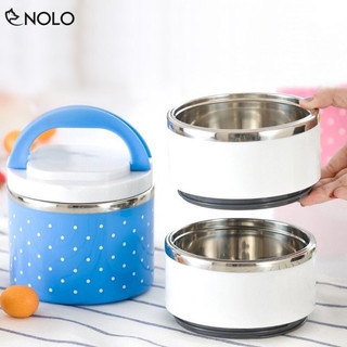Camen Chấm Bi Đựng Thức Ăn Giữ Nhiệt  2 ngăn lõi inox
