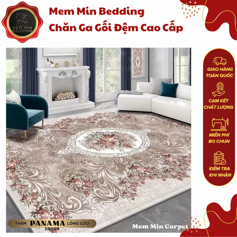 Thảm Panama Lông Cừu Cao Cấp 2mx3m-MemMinbedding Luxury Họa tiết sang chảnh, làm cho căn nhà thêm trang trọng, lịch sự