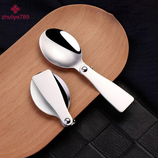 < zhuliye789 > Muỗng Di Động Có Thể Gập Lại Bằng Thép Không Gỉ Bạc Dã Ngoại Cắm Trại Thìa Gấp Cho Đi Bộ Đường Dài Ngoài Trời Du Lịch Bộ Đồ Ăn Đồ Dùng Nhà Bếp