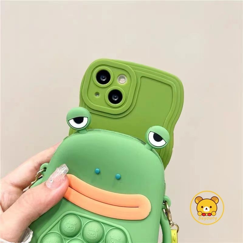 Vỏ Ếch Miệng Xúc Xích Cho iPhone 15 14 13 12 11 Pro Max 15 14 8 7 Plus 13 12 Mini 6S 6 X XR XS Max SE2020 Vỏ Ví Đựng Tiền Xu Hoạt Hình Có Dây Buộc Vỏ Điện Thoại Mềm Chống Rơi