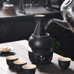 Bộ Sake kèm nồi hâm nóng 4 cốc Bát sưởi ấm sáng tạo