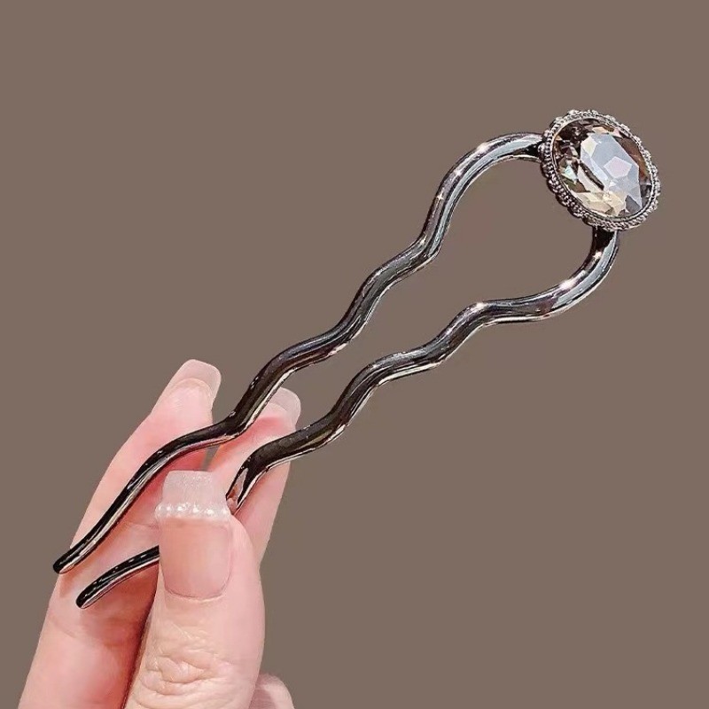 Mauropoli Kẹp tóc hình chữ U màu đen kiểu Pháp, kẹp cổ đơn giản, sẵn hàng
