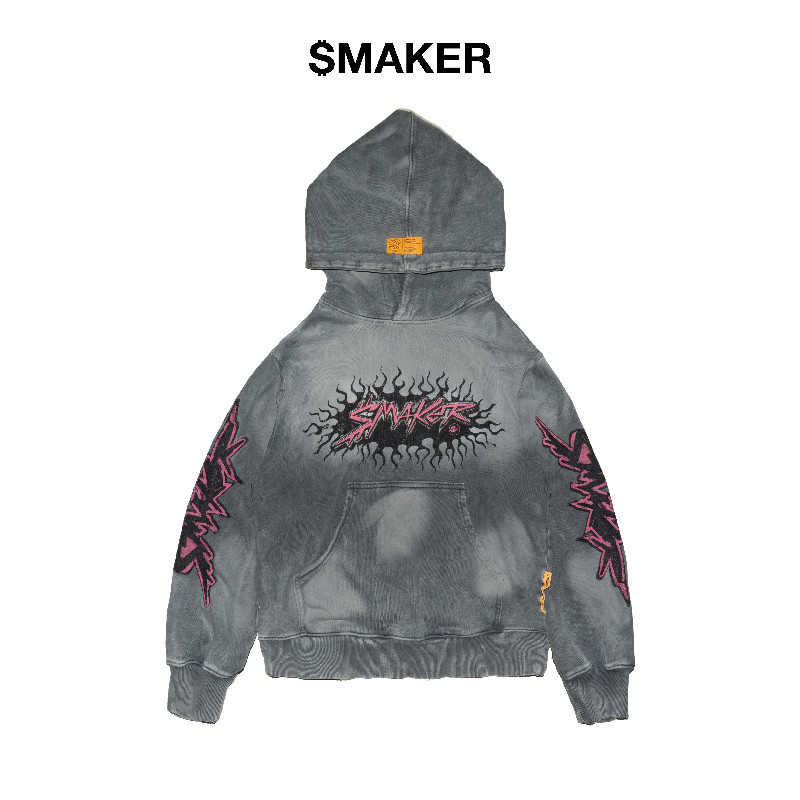 [SMAKER] Áo hoodie washed xám 100% cotton - VINTAGE SMAKER WASHED ...