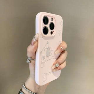 Ốp điện thoại silicon lỏng Luxury Line Dachshund cho iPhone15 Pro Max 14 13 12 11 Pro Max Vỏ bảo vệ camera chống sốc bao gồm mặt sau mềm