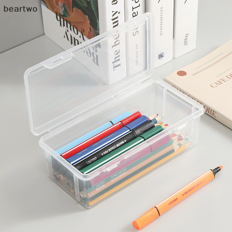 < Beartwo > 1 / 2 Chiếc Di Động Đơn Giản Bằng Nhựa Trong Suốt Hộp Đựng Bút Chì Văn Phòng Phẩm Sinh Viên Hộp Đựng Đồ Dùng Học Tập Cho Trẻ Em Giáo Viên Đẹp