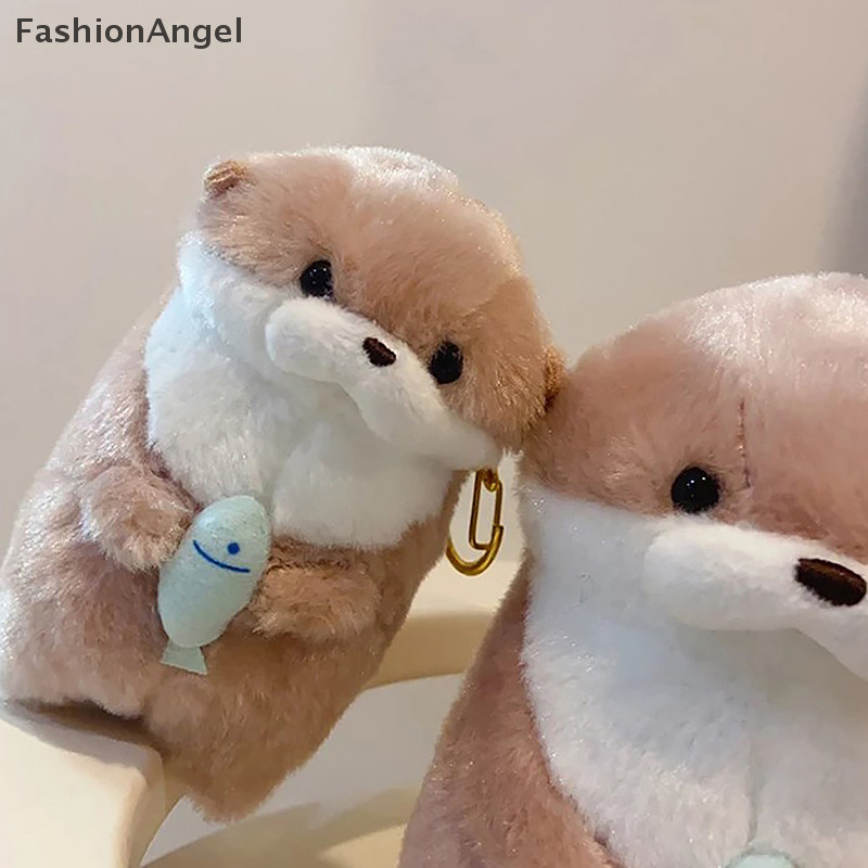 FashionAngel Dễ Thương Otters Cầm Cá Sang Trọng Móc Khóa Nhẹ Mặt Dây Chuyền Đạo Cụ Cho Túi Đi Học Ví Chìa Khóa TH