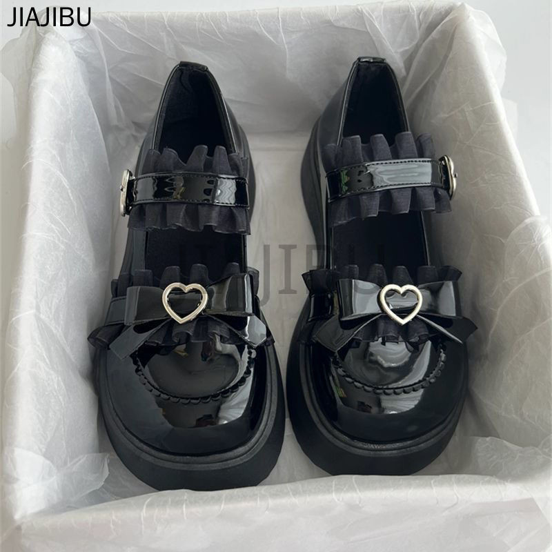 Size 34-46 Giày Da Gót Dày Chống Trượt Phong Cách Anh Quốc Giày Nữ Cỡ Lớn 45 Giày Đi Học Màu Đen 44 Giày Lolita Khóa Tình Yêu Nhật Bản 43 Korean Fashion Platform Mary Jane Shoes 42 Giày Lolita Đồng Phục Của JK French Princess Style Doll Shoes