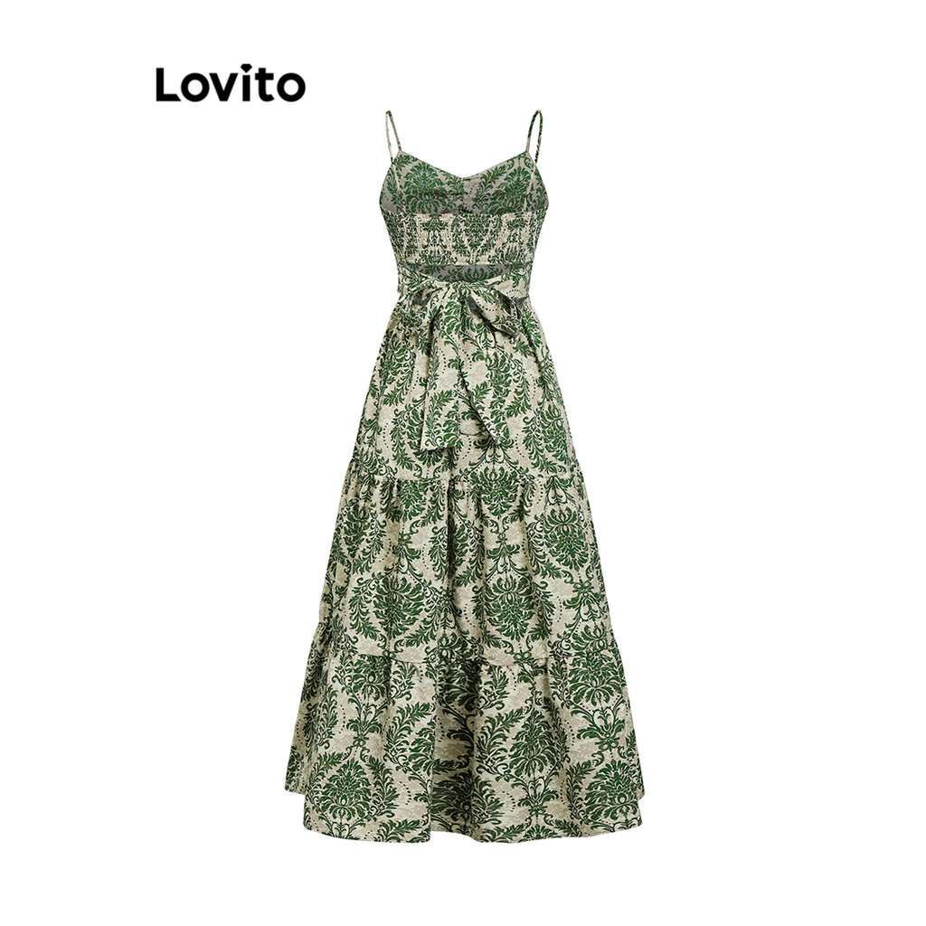 Ảnh Đầm Lovito vải gân thắt nơ phía sau họa tiết paisley phong cách Boho cho nữ L87ED315 4