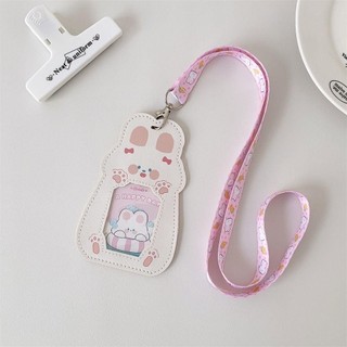 Giá đỡ Photocard METALWRK, Bảo vệ ảnh hoạt hình Kawaii, PU dễ thương có nắp thẻ dây buộc