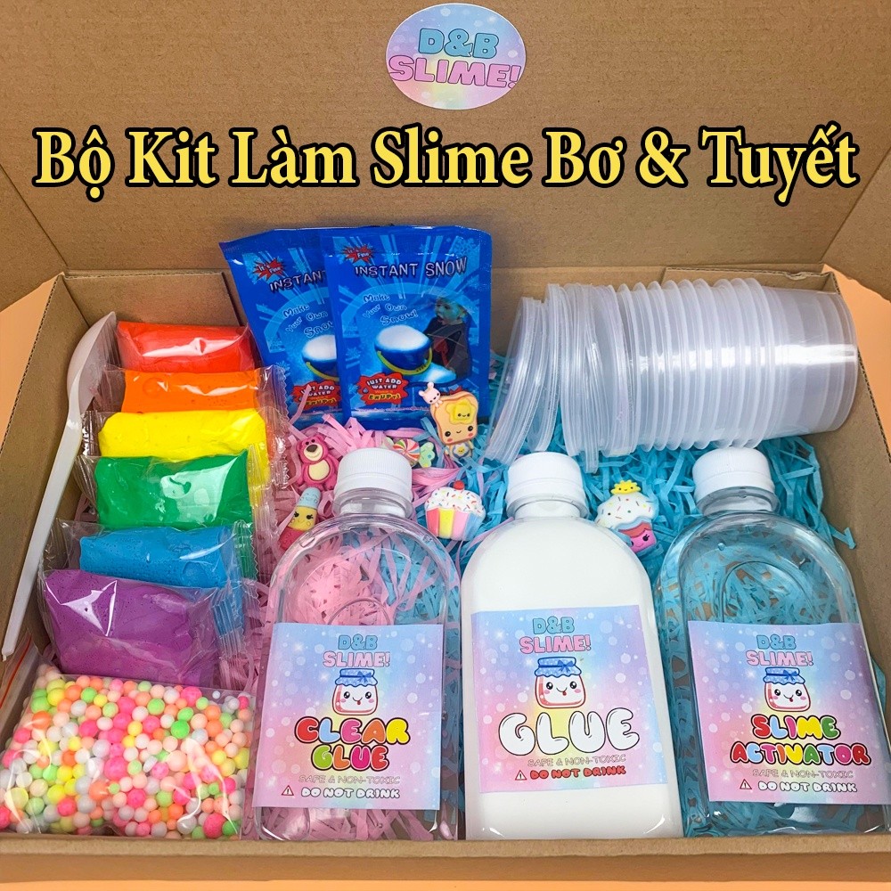 DandB Slime – Tổng Hợp Bộ Kit Làm Slime Cơ Bản/Slam Bơ/Slime Mây/Clear Slime Cầu Vồng (Butter&Cloud&Clear Slime) Đầy Đủ