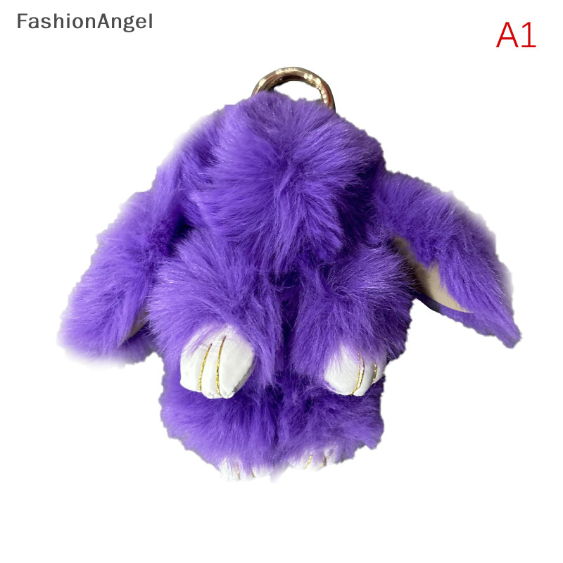 Nhẫn móc khóa FashionAngel Fluffy Real Pompon Bunny Tr