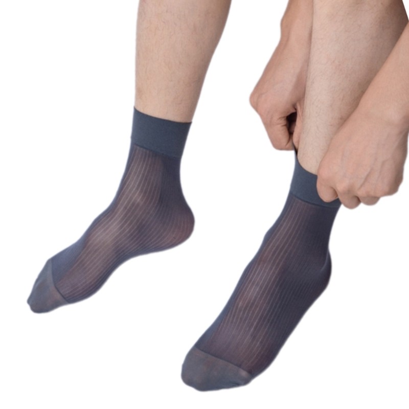 Dasbsug Nam Mỏng Sheer Lụa Đầm Phù Hợp Với Tất Thoáng Khí Kinh Doanh Ống Ngắn Mắt Cá Chân Tất