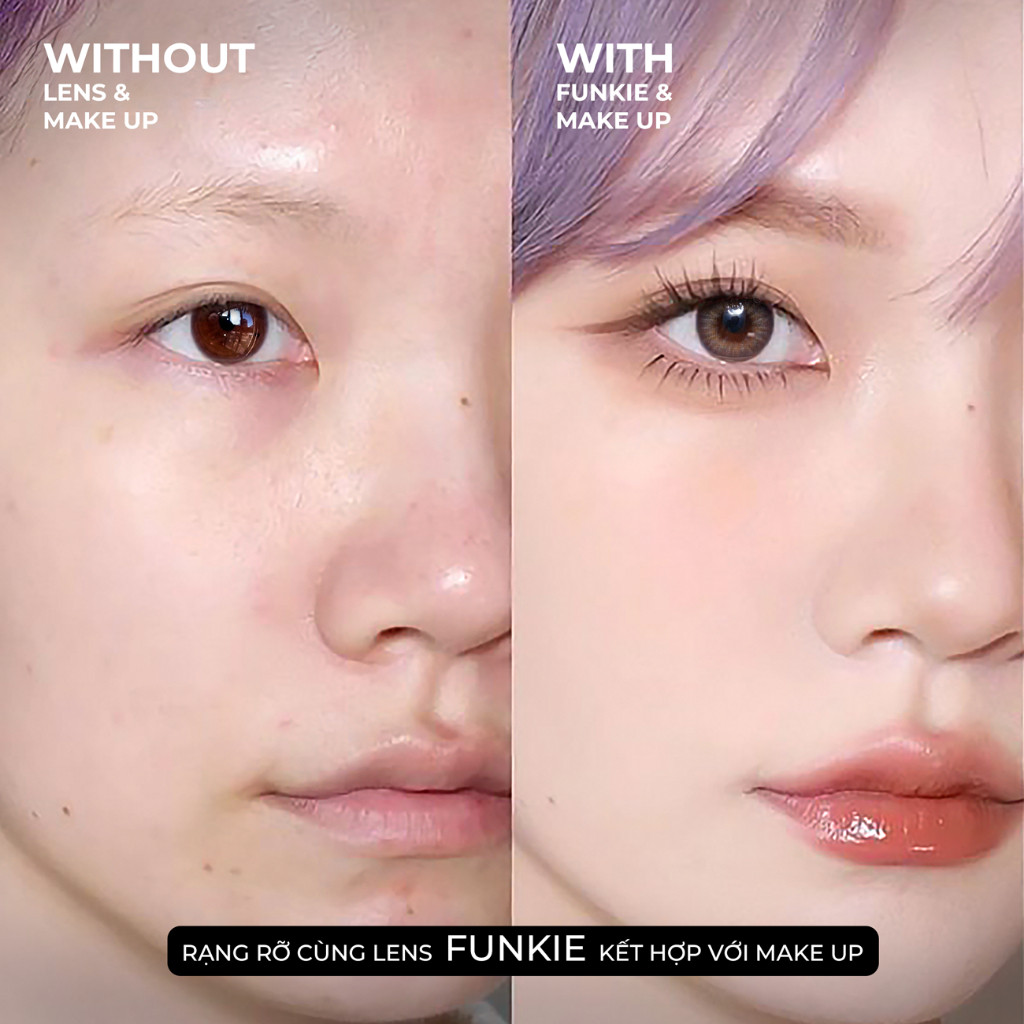 Lens cận xám tây tự nhiên Funkie 💥HÀNG CAO CẤP💥 Kính áp tròng có độ 0-8, đường kính nhỏ 12.8 dễ đeo