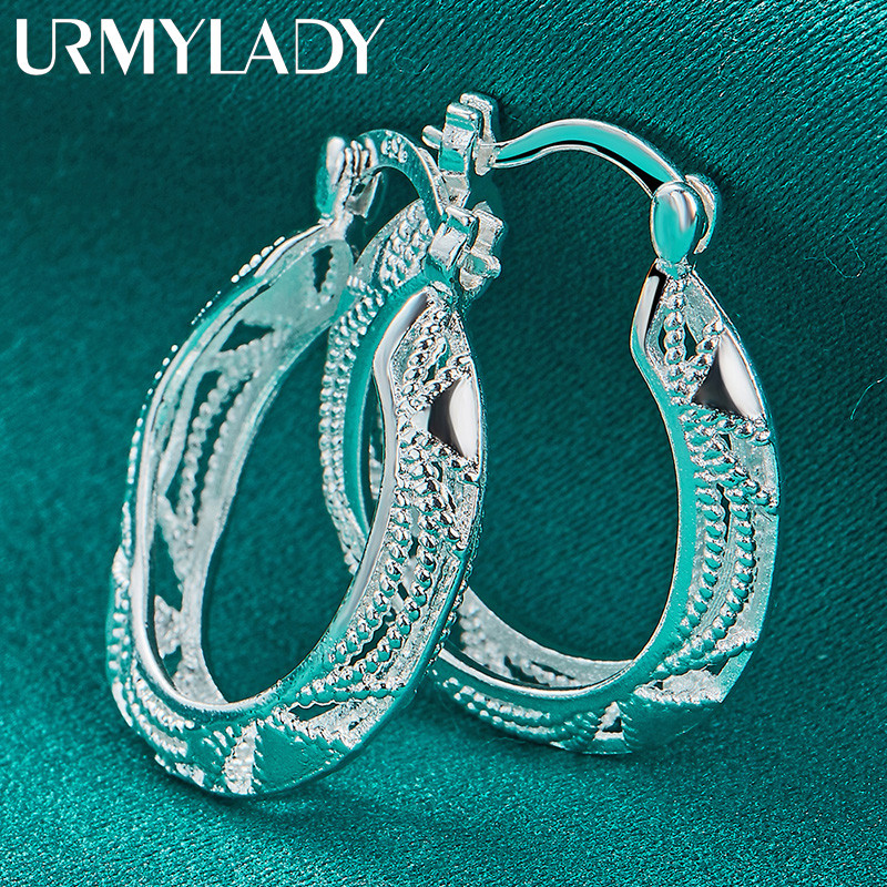 Urmylady Bạc 925 Rồng Rỗng Bông Tai Vòng Tai Cho Nữ Quyến Rũ Trang Sức Dự Tiệc Thời Trang