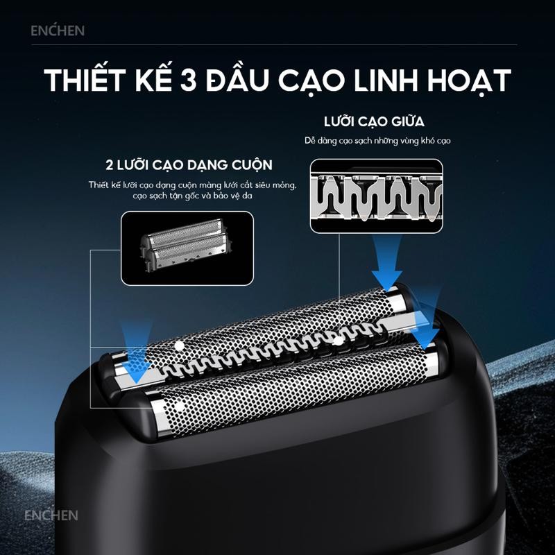 Ảnh Máy cạo râu Enchen Mini MS002 lưỡi dao linh hoạt, động cơ mạnh mẽ chống nước toàn thân - BH 6 tháng 2