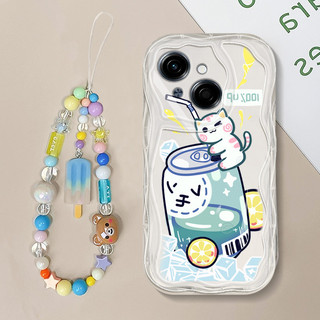 Ốp Điện Thoại YBD INS Style Cho Tecno Spark Go 1 GO 2025 P Chai Soda Dễ Thương Và Họa Tiết Mèo Con Với Vòng Tay Kem Lridescence