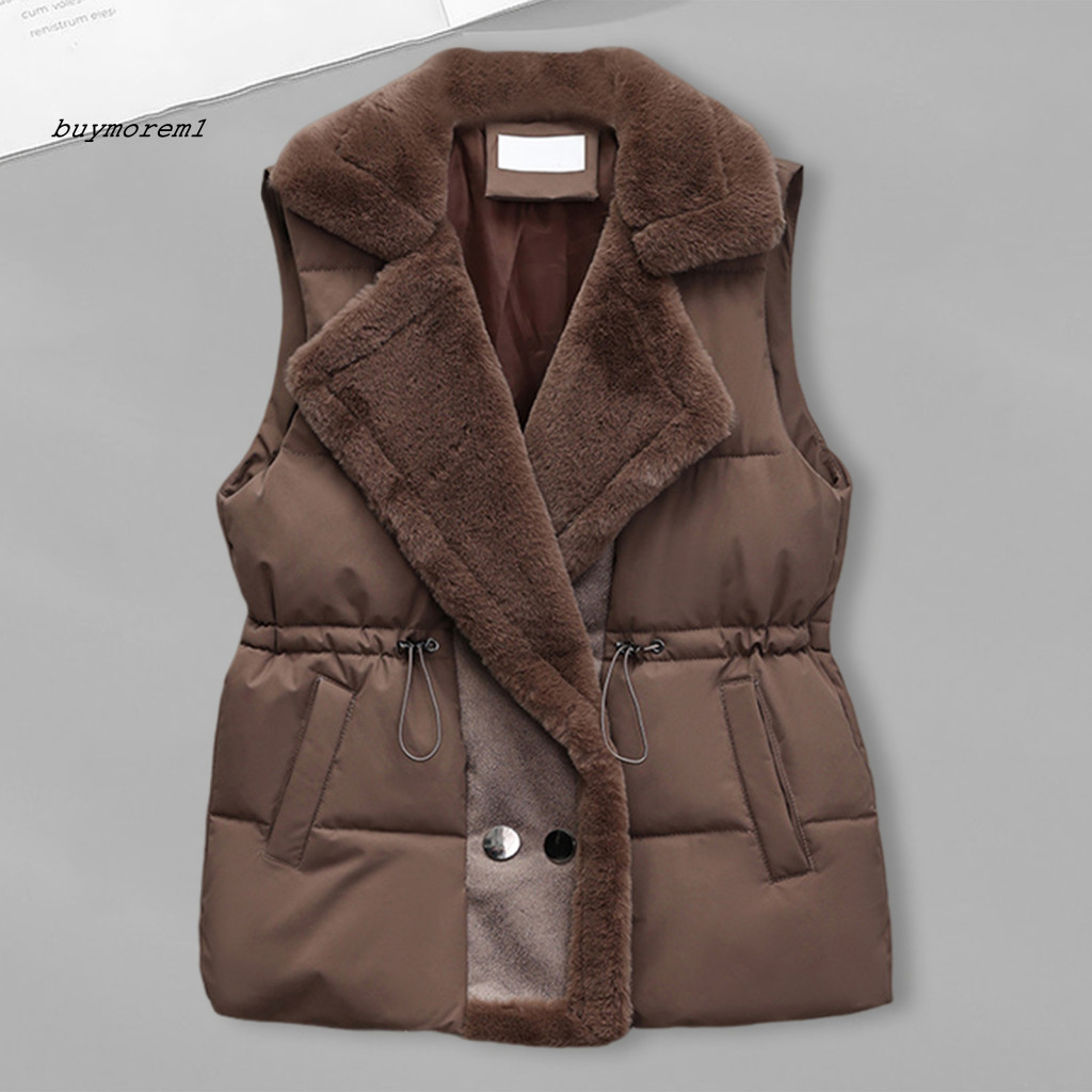 Buymez Nữ Áo Vest Ngắn Màu Trơn Nữ Áo Khoác Mùa Đông Phong Cách Có Lớp Lót Sang Trọng Và Túi Dành Cho Nữ Hoàn Hảo Cho Hoạt Động Ngoài Trời Nút Đóng Ấm Áp Và Ấm Áp
