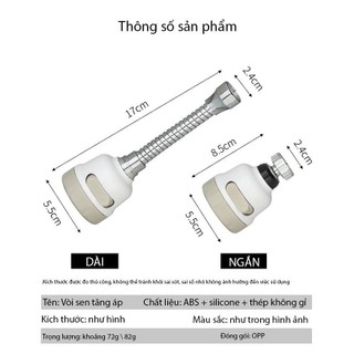 Đầu vòi nước tăng áp đa chế độ bồn rửa bát có dây nối 18cm xoay 360 độ giúp rửa sạch dễ dàng #A154