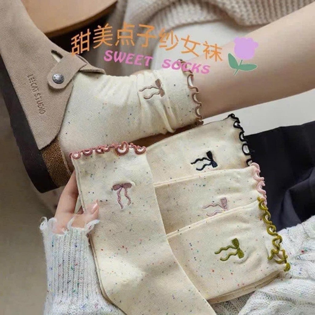 Sét 10 đôi  Tất người lớn nữ  bánh bèo, Thiết kế nữ tính cho các chị em màu nhẹ nhàng (Tuyển   )
