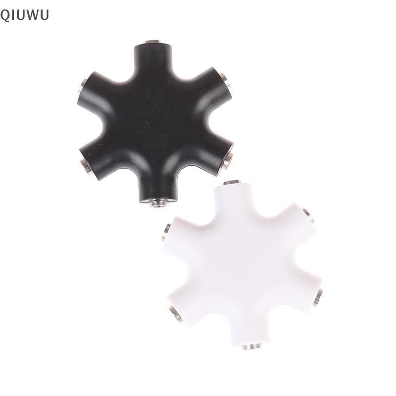 Qiuwu 6 * 3.5mm Way Multi Port Hub Aux Giắc cắm tai nghe Bộ chia cáp âm thanh.