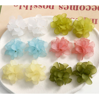Bông tai cụm hoa mờ tươi mới DIY acrylic ngọt ngào, trang sức tai phụ nữ, phụ kiện treo bán buôn