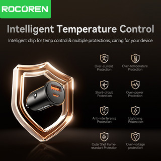 Bộ sạc xe hơi Mini USB Rocoren PD 35W QC 30W Type C USB Sạc nhanh cho điện thoại trên ô tô